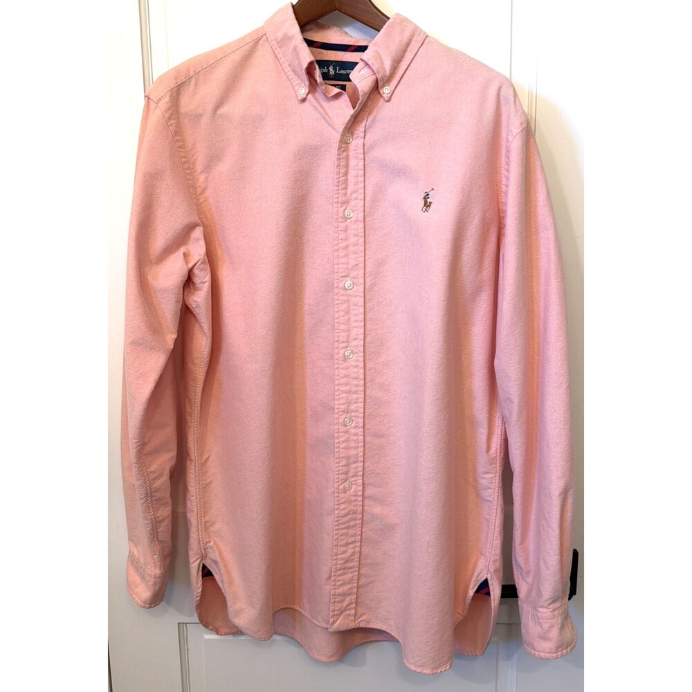 VTG Ralph Lauren Men Flesh Pony Classic Fit Shirt L Button Down Long Sleeve